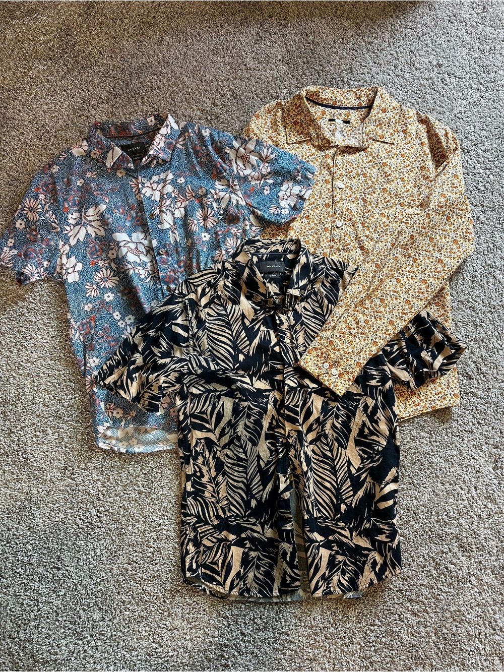 Men's Floral and Tropical Print Short-Sleeve Shirts (SET OF 3) Size L/XL